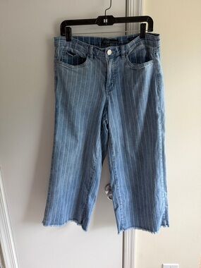 Pinstripe Straight-Leg Jeans in Light Blue - FDJ